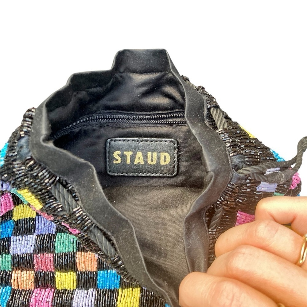 STAUD Beaded Drawstring Pouch Checkered​​​​ - Picture 4 of 7